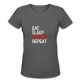 thumbnail image 4 of Eat Sleep Karate Repeat Women'S V Neck T Shirts Deep Heather Large, 4 of 5