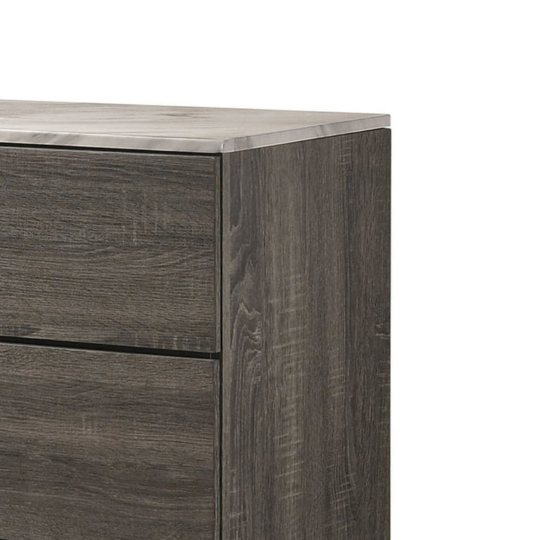 grey dresser with diamond knobs 6 Drawer Wooden Dresser with Diamond Metal Knobs Gray and Black