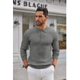thumbnail image 2 of COOFANDY Men's Knit Polo Shirts Long Sleeve Casual Button Down Ribbed Polo Shirt Fashion Golf Shirts, 2 of 6