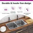 thumbnail image 4 of vidaXL Kitchen Sink with Strainer and Trap, Double Bowl, Ø16.5" Stainless Steel Rectangular, 4 of 10