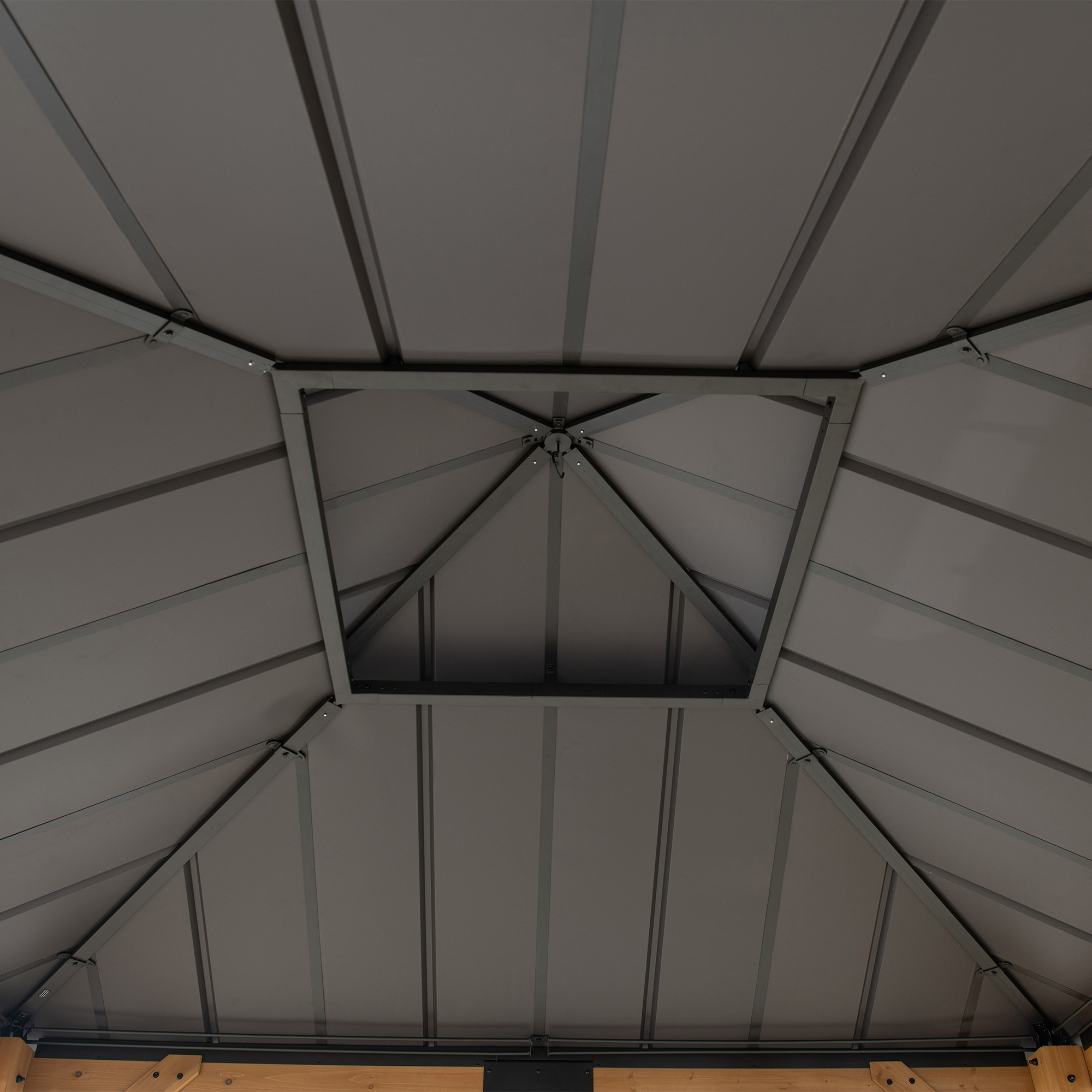 HOMETRENDS 11' x 11' Hardtop Cedar Square Gazebo, Black