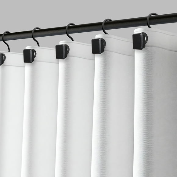 Cortina de baño Moorefield Solid 183x183 cm con ojales negros, dobladillo magnetico y tacto suave, Esmerilado