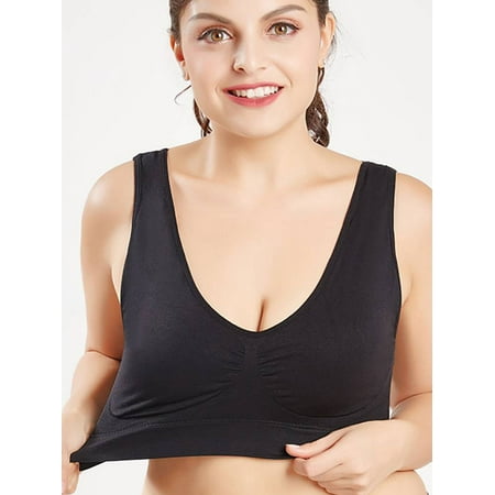 

JustVH Womens Plus Size Solid Color Sports Bra Cup Tops
