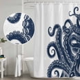 thumbnail image 5 of Navy Blue Octopus Shower Curtain, Waterproof Shower Curtains for Bathroom, Coastal Ocean Animals Nautical Washable Fabric Bathtub Curtain Set Bath Decor with 12 Hooks Standard 72"x72", 5 of 8