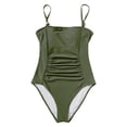 thumbnail image 4 of TOWED22 Women Swimsuit One Piece Bathing Suit Square Neck Tummy Control Swimwear with Adjustable Spaghetti Straps（AG,XL）, 4 of 6