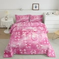 thumbnail image 2 of Manfei Monogrammed T Theme Queen Comforter Set,Gcute Bowtie Bowknot Bedding Sets,Pink Ribbon Bow Bedding Comforter Set For Girl Teens,Ultra Soft Bedroom Decor Reversible,3 Pieces, 2 of 8