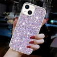 thumbnail image 2 of Compatible with iPhone 13 Case Gel Glitter Sparkle Bling Women Girls Cases Cute Rubber Slim Soft Silicone TPU Shockproof Drop Phone Protective Cover for iPhone 13,Purple, 2 of 6