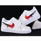 thumbnail image 1 of Air Force 1 Custom White Shoes Retro Urban Red Blaze & Black Drip Art Splatter, 1 of 1