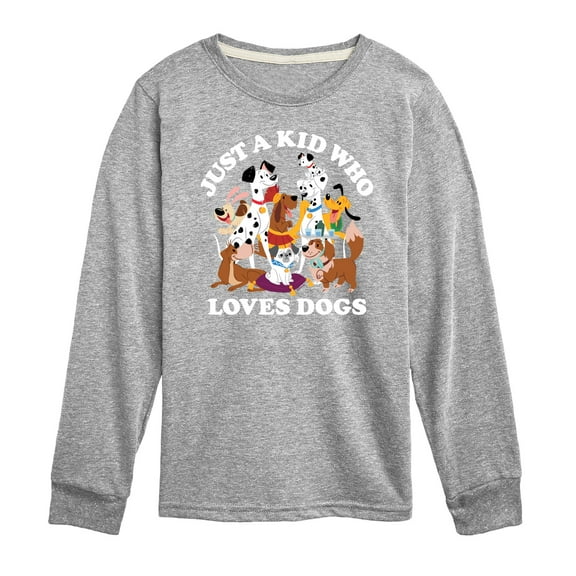 Disney Classics - Cats & Dogs - Just A Kid Who Loves Dogs - Toddler And Youth Long Sleeve Graphic T-Shirt
