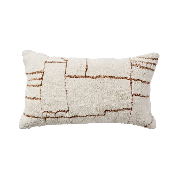 Better Homes & Gardens Handcrafted Decorative Throw Pillow, 14" x 14", Abstract Design, Ivory