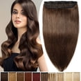 thumbnail image 2 of Benehair Clip in One Piece 100% Remy Real Human Hair 3/4 Full Head Straight for Women 8"-24" Brown Thick, 2 of 10