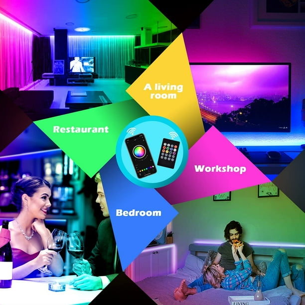 Led Strip Lights 60ft Led Light Strip Music Sync Color Changing