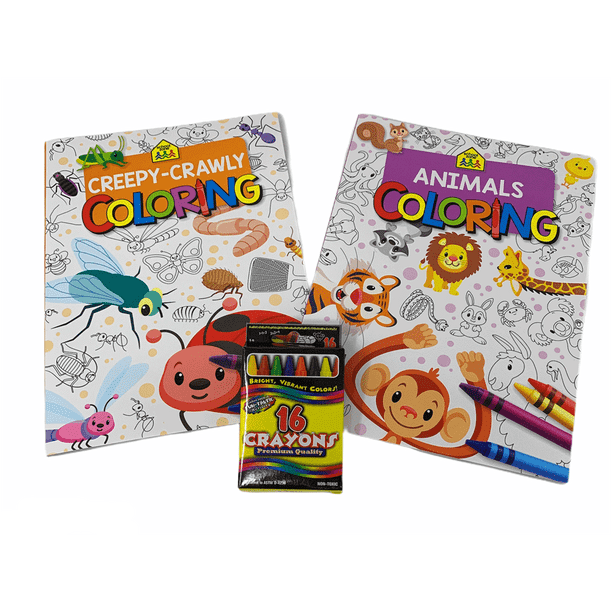 Download School Zone Creepy Crawly And Animals Coloring Books Bundle Includes 2 Books And 16 Pack Crayons Walmart Com Walmart Com