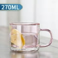 thumbnail image 2 of Pink Clear 9 Oz Glasses Mug Double Wall Cup Coffee Glassware With Handle, Usd For Wine Tea Or Cappuccino for Women Men Gifts, 2 of 3