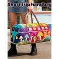 thumbnail image 4 of Boho Retro Hippie Van Quilted Duffle Bag, Women's Short Trip Carryall With Vibrant Retro Floral Pattern, Versatile Camping & Picnic Bag For Weekend Travel Family Gatherings,, 4 of 6
