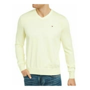 TOMMY HILFIGER Mens Yellow Heather Long Sleeve V Neck Classic Fit Cotton Pullover Sweater S