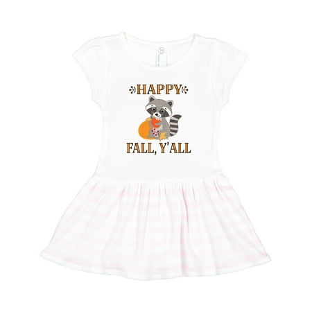

Inktastic Happy Fall Y All Thanksgiving Raccoon Gift Toddler Girl Dress