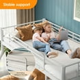 thumbnail image 4 of Dolonm Twin over Full Metal Bunk Bed for Teens, Heavy Duty Noise Free Bunk Bed Sturdy with Support Leg, Ladder and Guardrails for Bedroom, Easy Assembly, White, 4 of 9