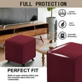 thumbnail image 3 of Housse d'Ottoman Carrée Pliable de Rangement, Housses d'Ottoman en Jacquard Extensible, Housses de Tabouret Repose-Pieds Cube, Protecteur avec Bande Élastique (Petit, Rouge Vin), 3 of 7