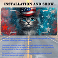 thumbnail image 3 of 1 Pcs 2D Flat License Plate Covers & Frames, American Flag Hat Wearing Cat For Decorative Front, Waterproof For Decoration Aluminum License Plate Covers & Frames Cover For Men Women, 12" X 6", 3 of 7
