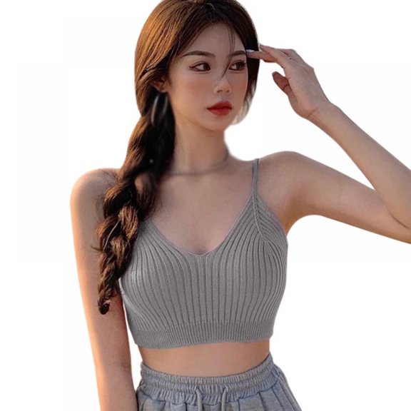 Women's rib knitting exposed navel sexy vest suspender vest top