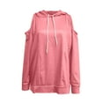 thumbnail image 4 of Wiyuqeen Trendy Cold Shoulder Sweatshirts for Women Dressy Casual Drawstring Hoodies Baggy Cut Out Pullover Tops Solid Long Sleeve Clothes Y2K, 4 of 5