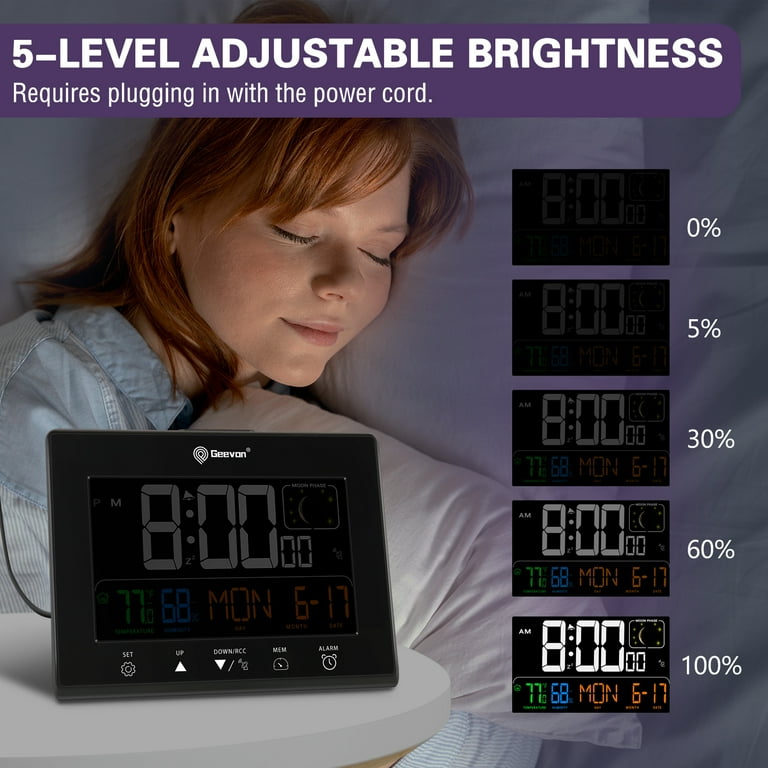 Geevon Digital Atomic Alarm Clock, Black photo 4