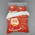 thumbnail image 1 of Ambesonne Christmas Bedding Set 4 Pcs, Santa and Yellow Bird, Queen, Ivory Orange, 1 of 3