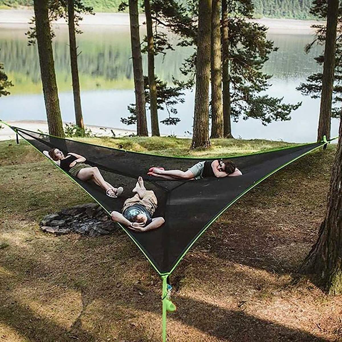 Triangle　Air　Sky　Portable　HEIBIN　Hammock,　Outdoor　Kids,　House　Outdoor　Giant　Aerial　Point,　Multi　Camping　Hammock　Person　Tree　Camping　Tent,　Hammock　Deck　Garden　Furniture,2.8*2.8*2.8m