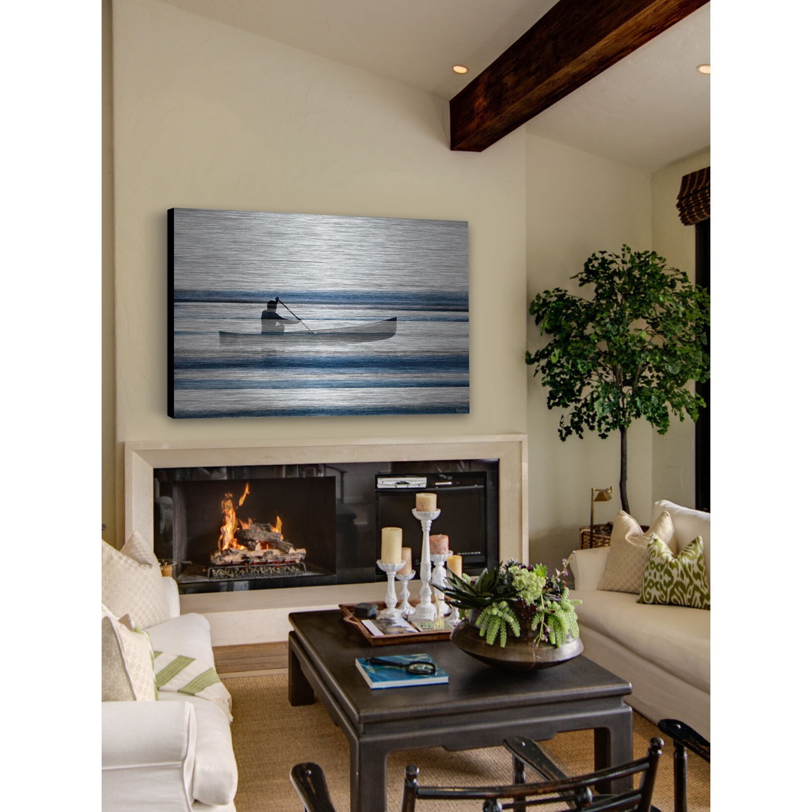 Parvez Michel Inc Parvez Taj - Hidden Blue Mountains Painting Print on Brushed Aluminum