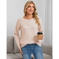 thumbnail image 2 of Cogild Sweater for Women Floral Knit Pullover, 3D Flower Applique Crew Neck Long Sleeve Casual Sweater, 2 of 8