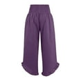 thumbnail image 2 of Women's Plus Womens Sweatpants Joggers Set Linen Pants Women Tall Plus Size Women's Wide Leg Linen Pants with Elastic Waist and Pleated Hem Summer Loose and Comfortable Beach Pants with Pockets, 2 of 4