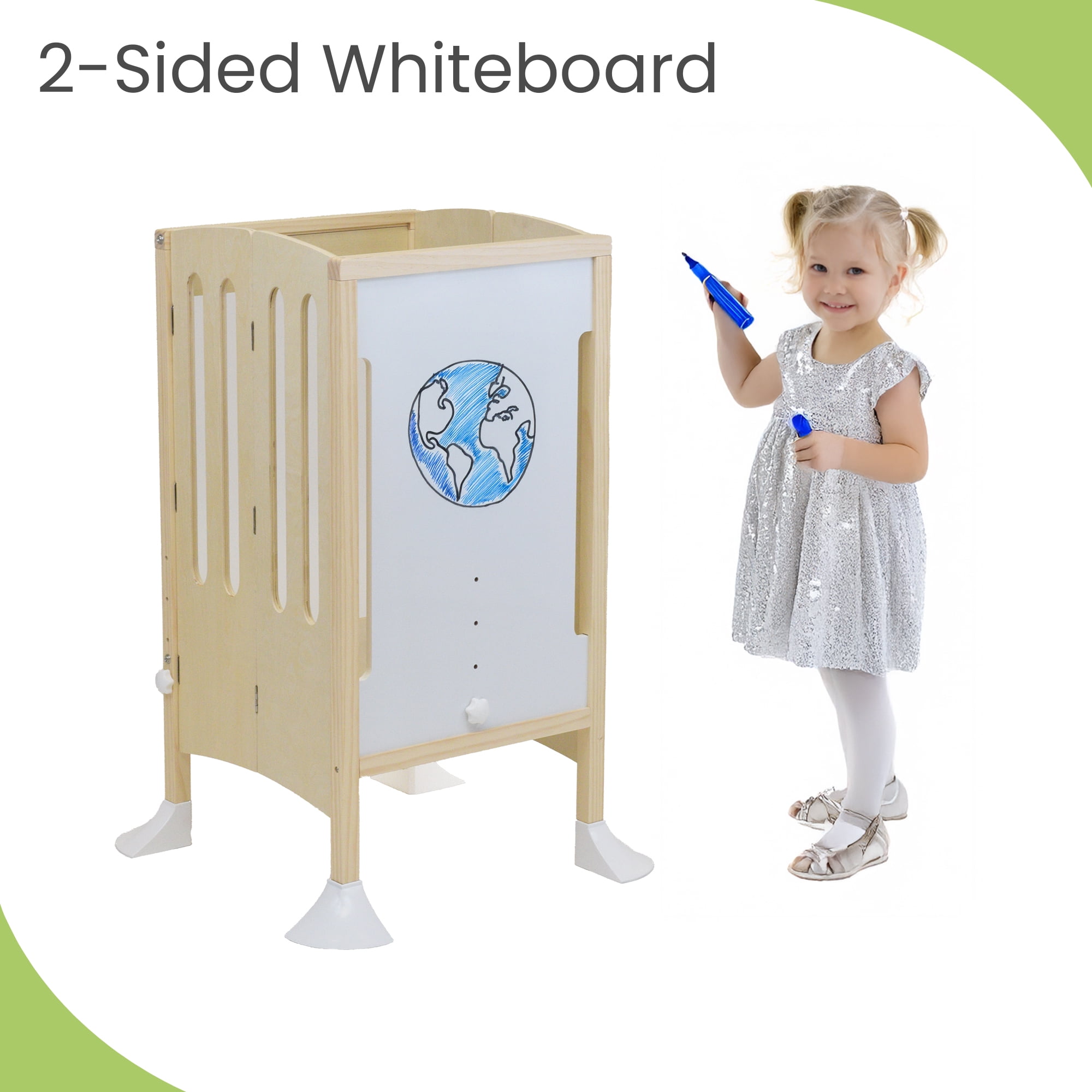 Little Partners Grow N Stow Folding Learning Tower®/Toddler Tower, Step Stool for Kids, 18m-6yrs - Natural