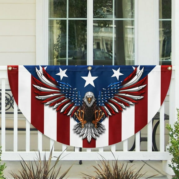 American Flag Patriotic Eagle American Non-Pleated Fan Flag Suitable for Outdoor and Indoor TPT1636F