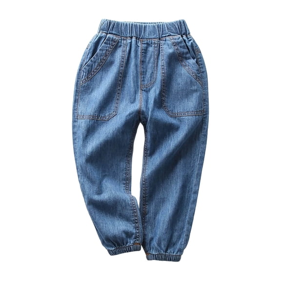 Glisme Toddler Boys Jeans Carrot Leg Denim Pants Lightweight Breathable Fall Casual Boys Baggy Trousers Size 3-4 Y