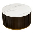 thumbnail image 3 of MCPRST Round Coffee Table with Storage, Wooden Cover, Marble Finish, Brown/White, 3 of 5