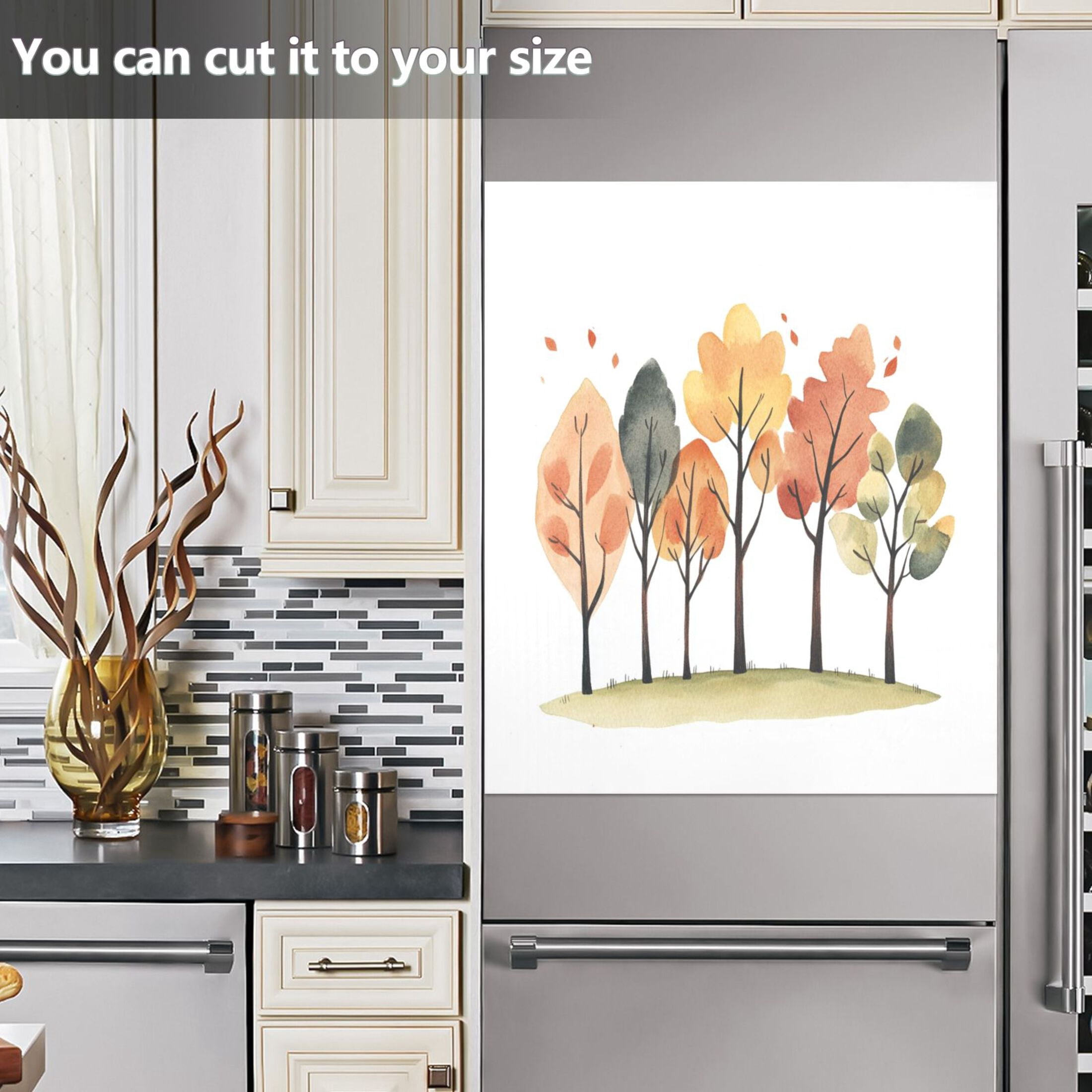 Dishwasher Magnetic Sticker 23x26 Inch Refrigerator Magnetic Sticker Washing Machine Magnetic Sticker Kitchen Panel Magnetic Sticker Home Decor Beautiful Cartoon Orange Tree