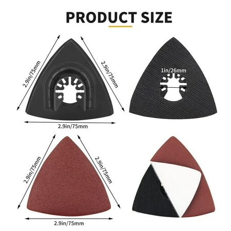 

Wood Sanding Plaster Oscillating Tool Sanding Pad 4-Pack 3-1/8 in Triangular Replacement Hook & Loop Stainless Steel Backplane Sanding Pad B