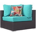 thumbnail image 3 of Modway Convene 5 Piece Outdoor Patio Sectional Set in Espresso Turquoise, 3 of 4