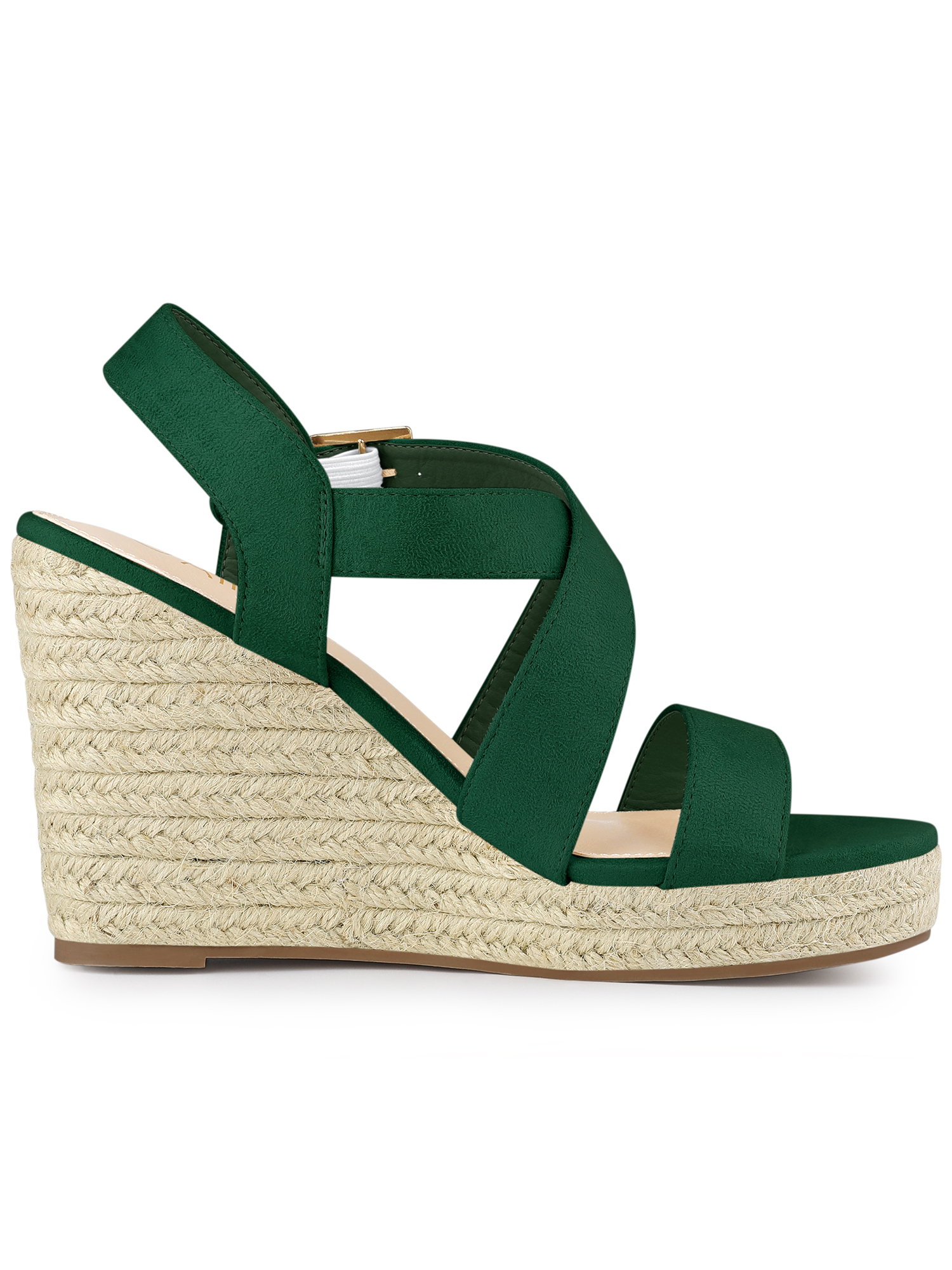 DARING DIVA Women's Stylish Espadrilles Platform Slingback Wedges Sandals Green 9