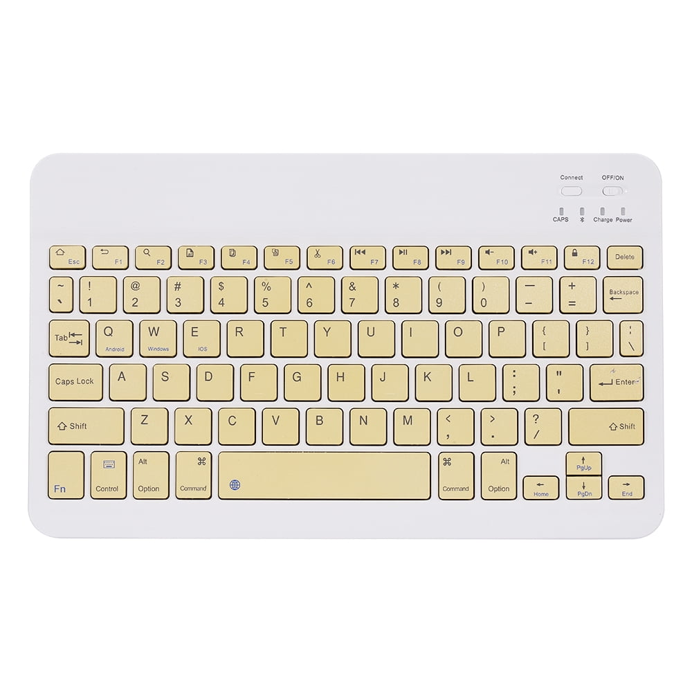 Andoer 10-inch Wireless BT Keyboard Three-system Universal Colorful Rechargeable BT Keyboard Mobilephone Tablet Universal Keyboard Yellow