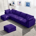 thumbnail image 3 of YVDNHP 137.5" Oversized Modular L-Shaped Sofa with Deep Seat, Soft Chenille Fabric, No Assembly Required, Purple, 3 of 8