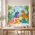 thumbnail image 5 of Tropical Dinosaur Birthday Party with Balloons and Cake, Joyful Illustration for Dinosaur Lovers, Kids Wall Decor, Birthday Gift, Tapestry Wall Hanging for Nursery and Playroom, 5 of 7