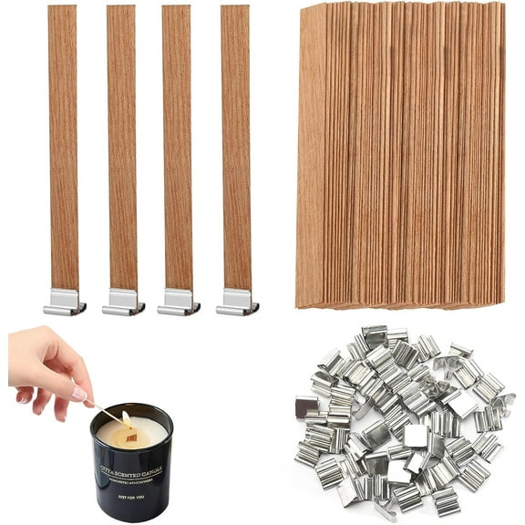 A set of 60 wooden candle wicks - with 60 candle wicks - natural wood - used for candle making - handicrafts