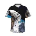 thumbnail image 2 of Picia Cat Astronaut Gentle Cotton Regular Fit Short Sleeve Casual Hawaiian Shirt for Men-X-Large, 2 of 9