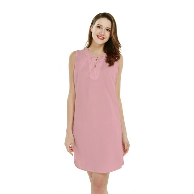 Robe Tunique Hawaïenne en Lin et Coton pour Femme Rose Corail L