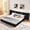 Black, variant on Leavader Queen Size Extra Large Bed Frame with Soft Fabric Curved Headboard, Reinforced Chrome Metal Legs & Multi-Point Support, Modern Low Profile Bedroom Furniture, Wide Headboard for DIY