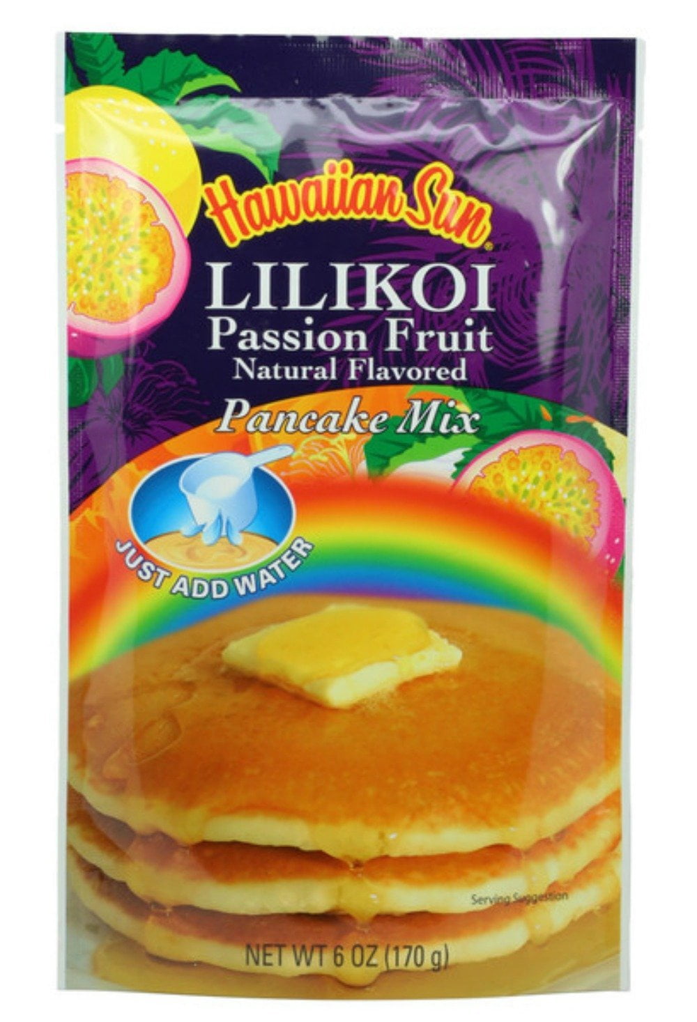 Hawaiian Sun 5 Pack Assorted Pancake Mix: Chocolate Mac, Passion Fruit, Banana Mac Nut, Coconut Pineapple.