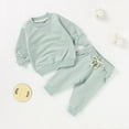 thumbnail image 2 of Girls Jogger Set Long Sleeve Crewneck Mint Green Basic Sweatshirt and Jogger Pants 2 Pcs Warm Fall Winter Clothes Girls Trendy Clothes 3-4 Years Boys Girls Fashion, 2 of 4