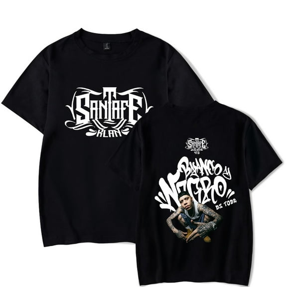 Santa Fe Klan T-shirt Blanco y Negro US Tour Merch Women Men Casual Fashion Short Sleeve Tee